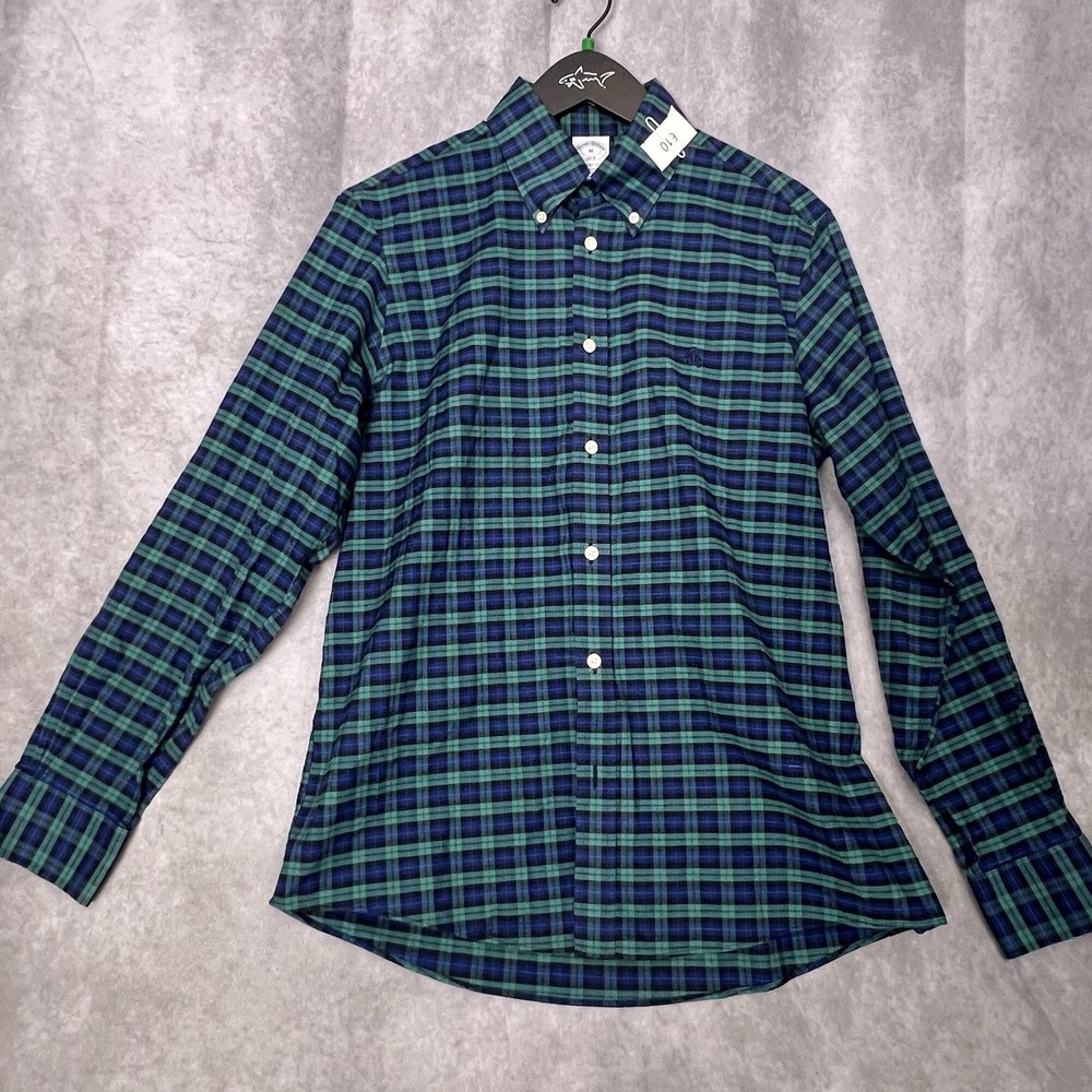 Brooks Brothers 1818 Regent Fit Green/Blue Plaid Button-Down‎ Shirt Men's Medium
